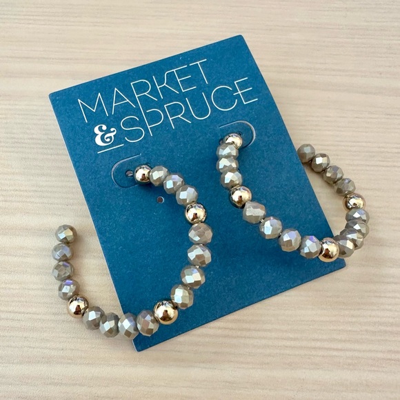 Market & Spruce - Metal Acrylic Beaded Hoop Earrings - Picture 1 of 4
